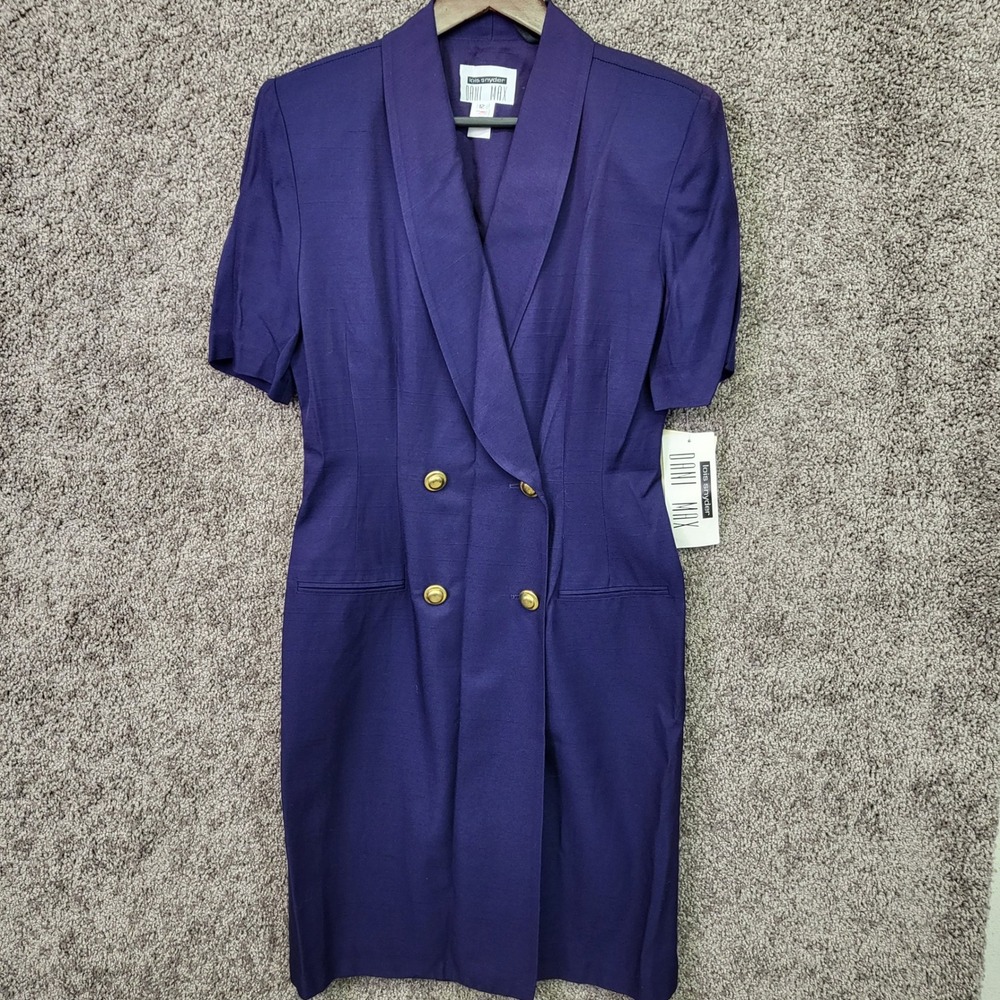 Lois Snyder Dani Max Blazer Dress Women 12 Purple NWT Vintage 90s Double-Breast